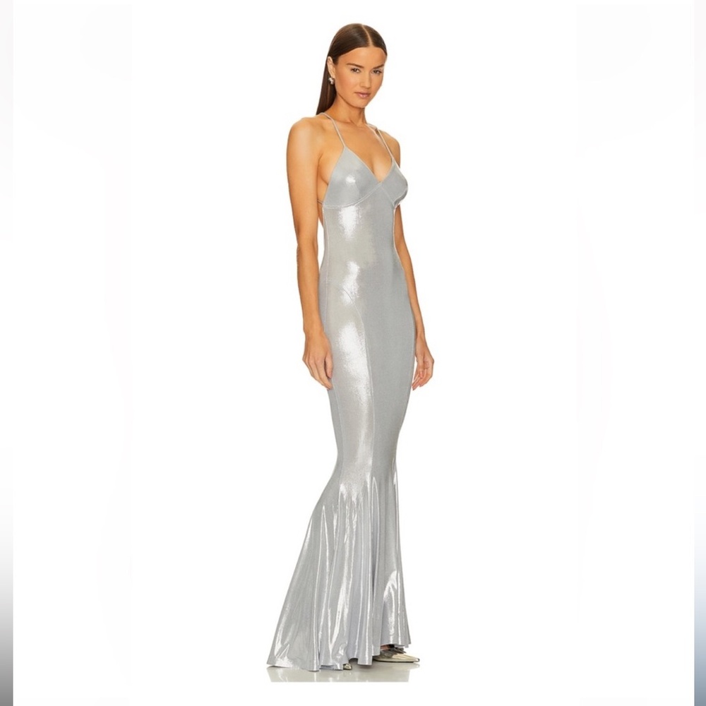 Norma Kamali Silver Maxi Dress